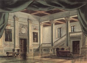 Cenário do Ato III da ópera &39;Rigoletto&39; de Giuseppe Verdi (1813-1901)